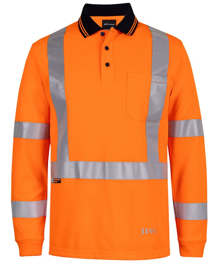 JB's Hi Vis NSW/QLD Rail Biomotion X-Back Polo Long Sleeve (JBS6DAQL)