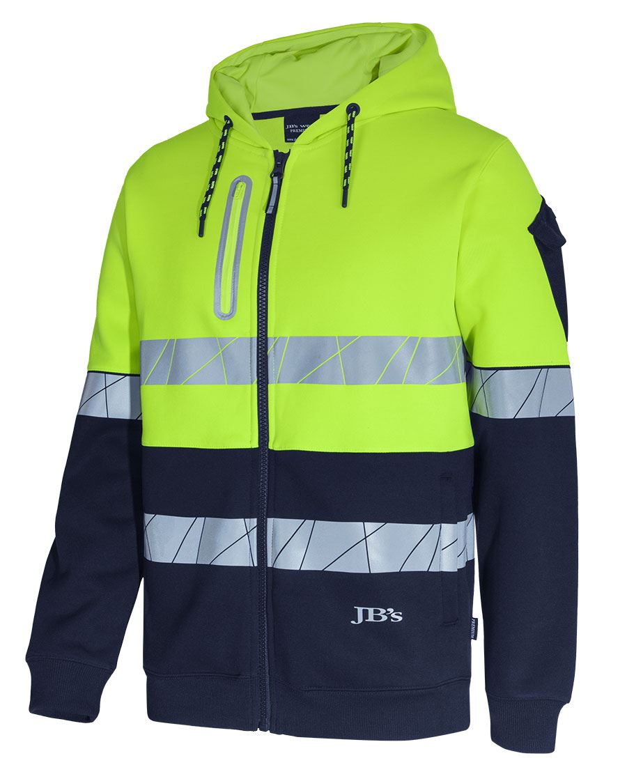 JB's Hi Vis 450G Full Zip Hoodie with Fragmented Tape (JBS6DPFZ)