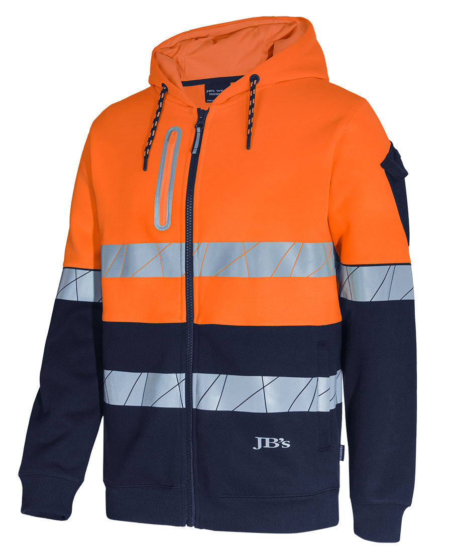 JB's Hi Vis 450G Full Zip Hoodie with Fragmented Tape (JBS6DPFZ)