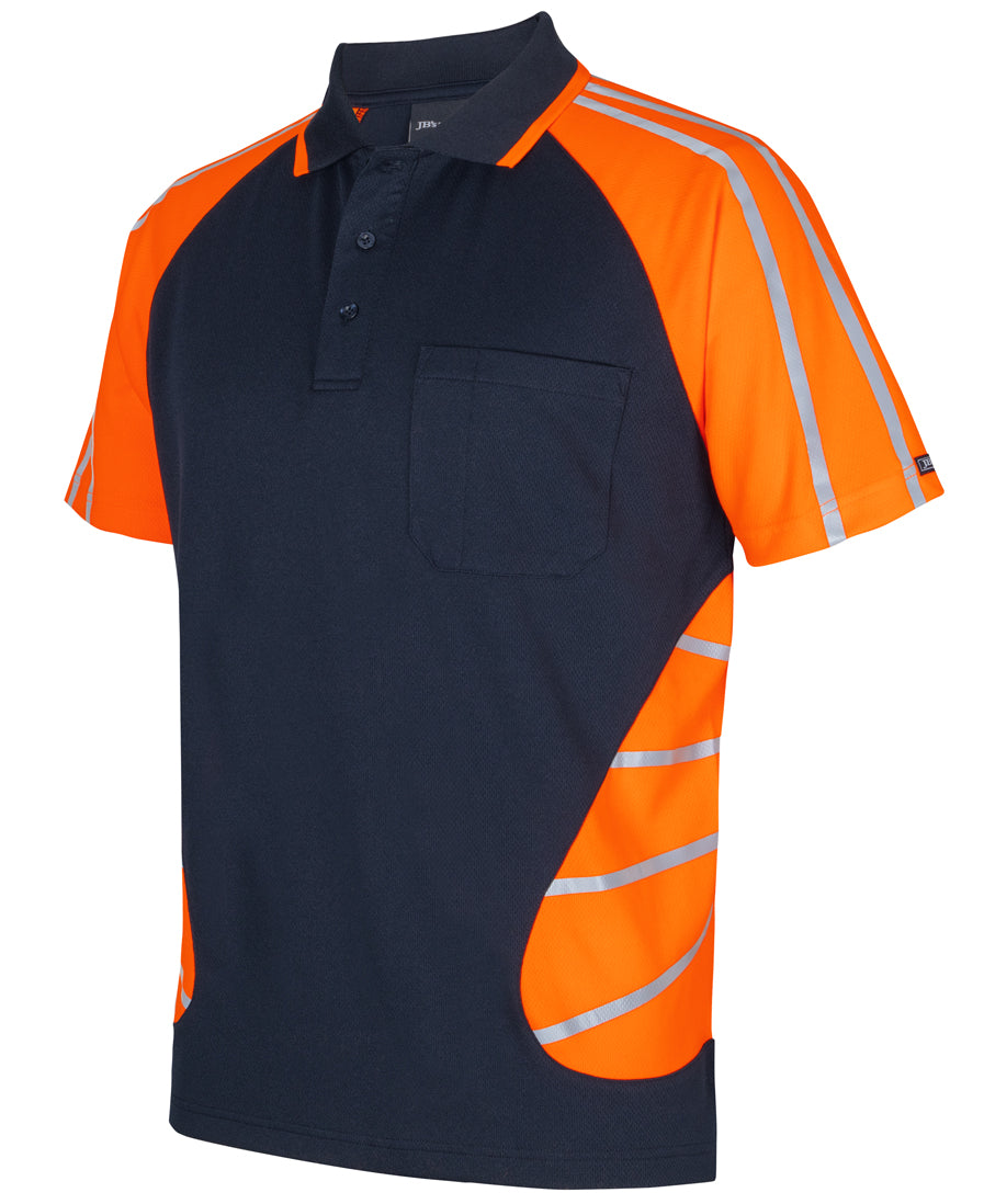 JB's Hi Vis Street Spider Polo with Reflective Stripe Short Sleeve (JBS6HSSR)