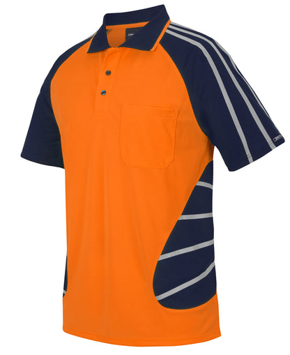 JB's Hi Vis Street Spider Polo with Reflective Stripe Short Sleeve (JBS6HSSR)