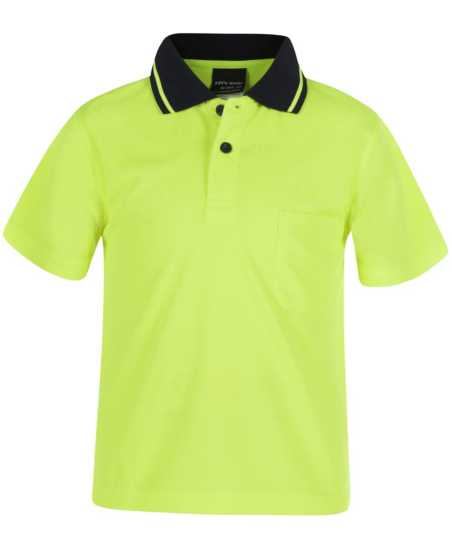 JB's Kids Hi Vis Non Cuff Traditional Polo Short Sleeve (JBS6HVNCK)