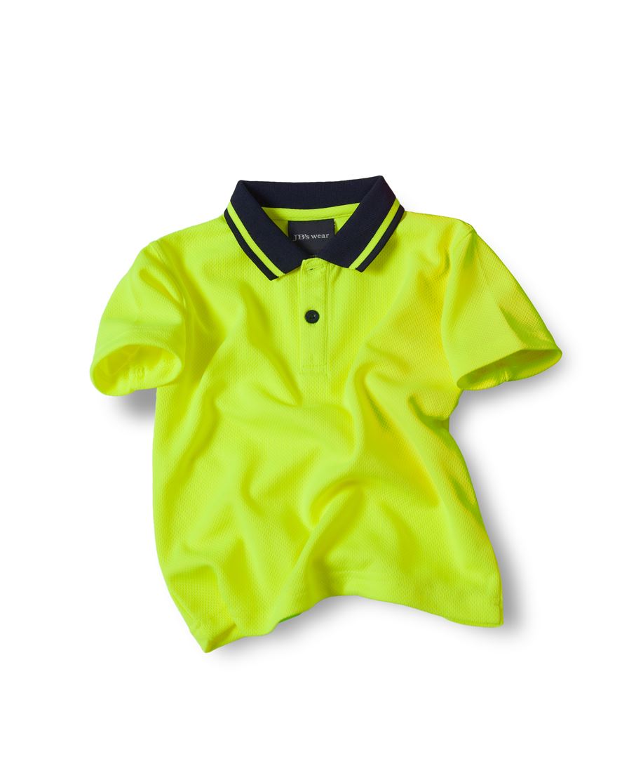 JB's Kids Hi Vis Non Cuff Traditional Polo Short Sleeve (JBS6HVNCK)