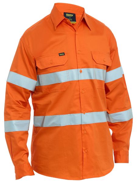 Bisley Hi Vis Taped Cool Lightweight Drill Shirt Long Sleeve (BISBS6698T)