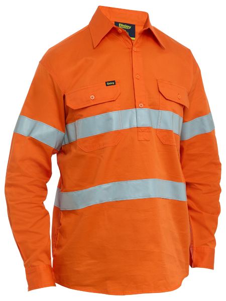 Bisley Hi Vis Taped Closed Front Cool Lightweight Shirt Long Sleeve (BISBSC6897T)