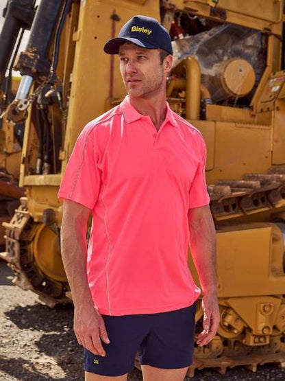 Bisley Hi Vis Cool Mesh Polo with Reflective Piping Short Sleeve (BISBK1425)