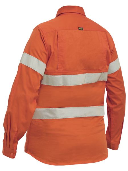 Bisley Hi Vis Ladies Taped Cool Lightweight Closed Front Shirt Long Sleeve (BISBLC6897T)