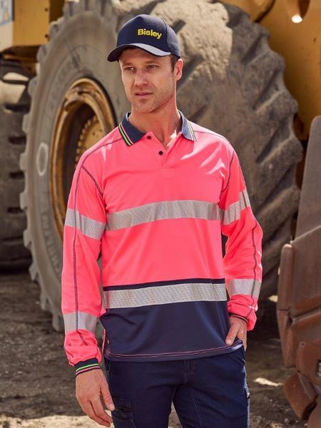 Bisley Hi Vis Taped Polyester Mesh Polo Long Sleeve (BISBK6219T)