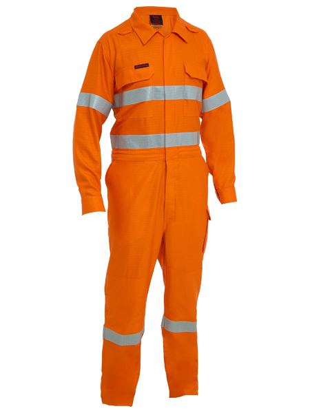 Bisley Hi Vis Apex 160/185 Taped FR Ripstop Vented Coverall with Waist Zip Opening (BISBC8479T)
