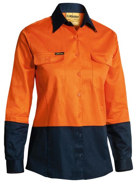 Bisley Hi Vis Ladies Drill Shirt Long Sleeve (BISBL6267)