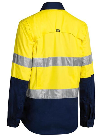 Bisley X Airflow Hi Vis Ladies Taped Ripstop Shirt Long Sleeve (BISBL6415T)