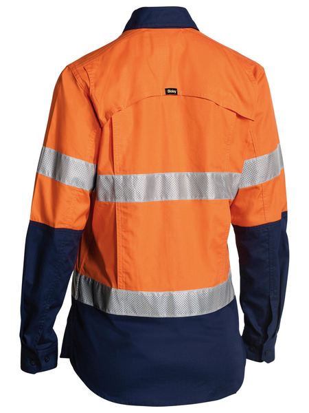 Bisley X Airflow Hi Vis Ladies Taped Ripstop Shirt Long Sleeve (BISBL6415T)