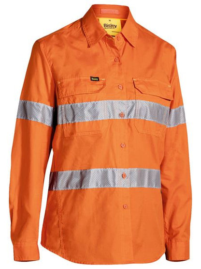 Bisley X Airflow Hi Vis Ladies Taped Ripstop Shirt Long Sleeve (BISBL6416T)