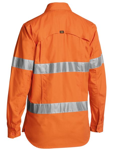 Bisley X Airflow Hi Vis Ladies Taped Ripstop Shirt Long Sleeve (BISBL6416T)