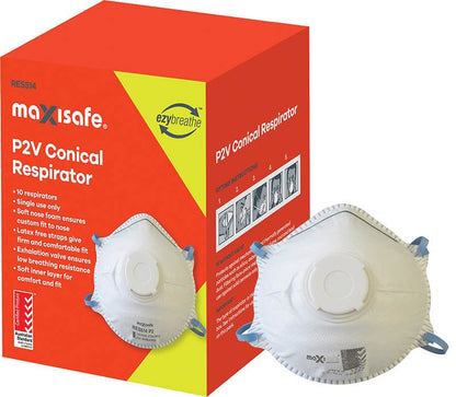 Maxisafe Conical P2 Respirator with Valve 10pk (MAXRES514)