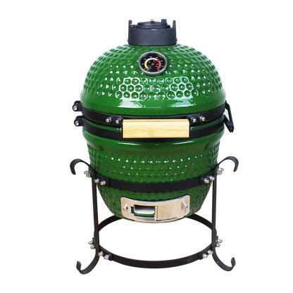 Kamado Moe Classic 13″ Green — Green finish on straight-leg stand.