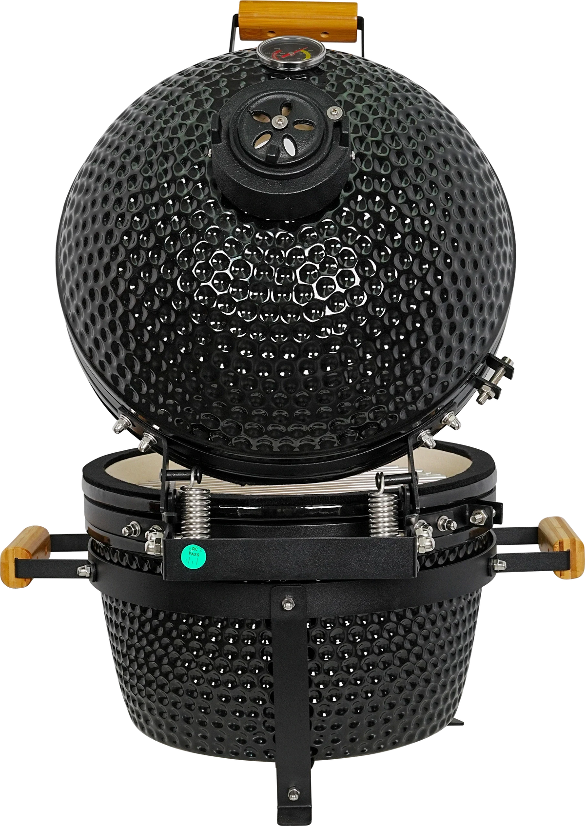 Kamado Moe Classic 16″ Black — Rear view with lid open.