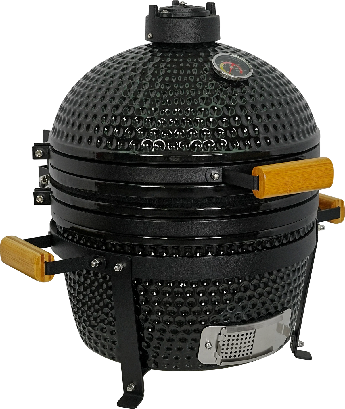 Kamado Moe Classic 16″ Black — Three-quarter front view.