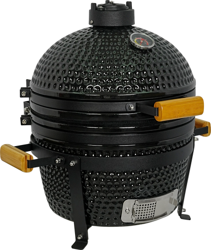 Kamado Moe Classic 16″ Black — Three-quarter front view.