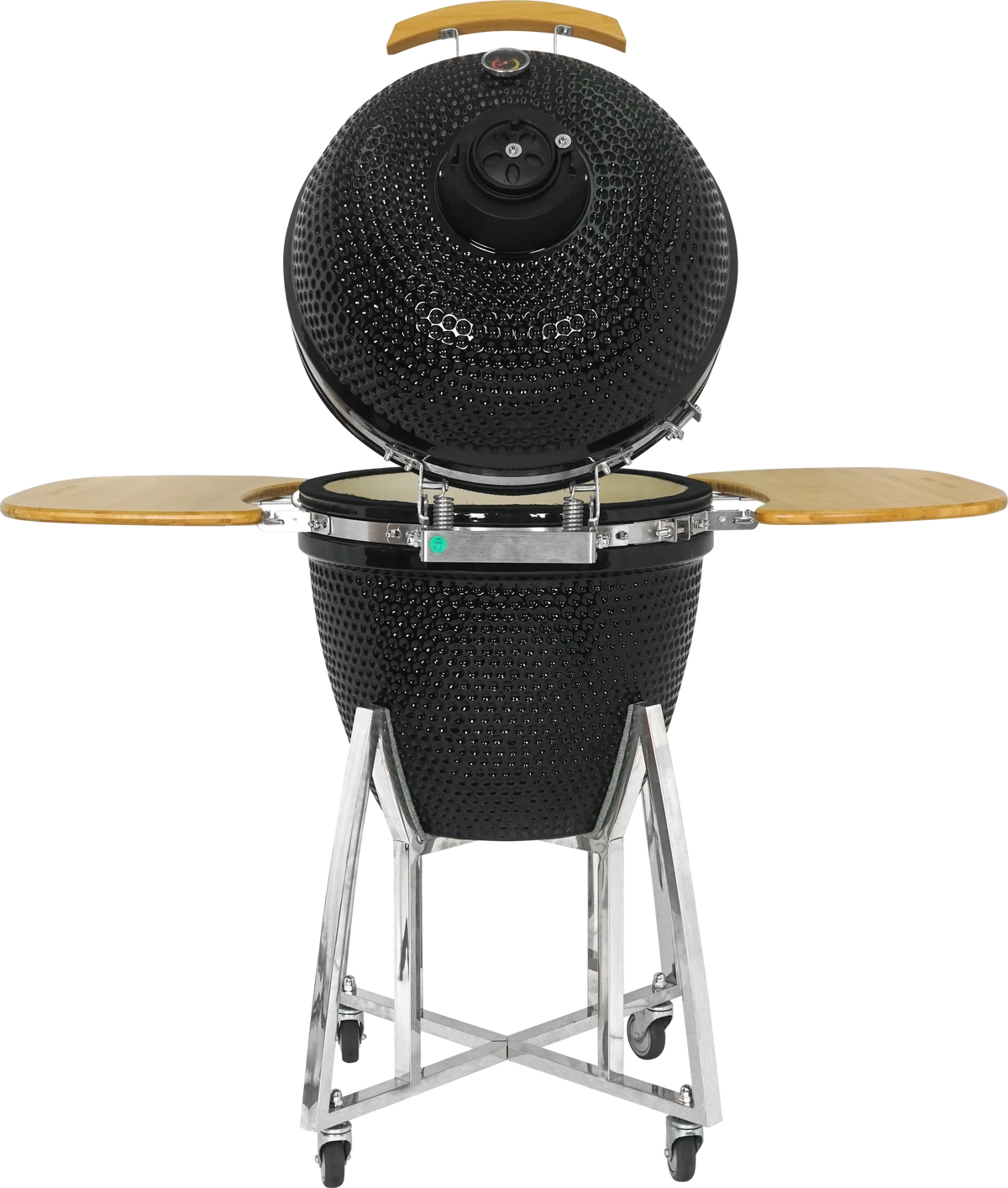 Kamado Moe Classic 21″ Black — Rear view with lid open.