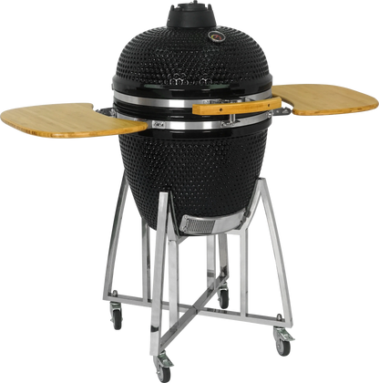 Kamado Moe Classic 21″ Black — Rear view with lid closed.