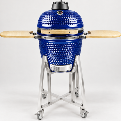 Kamado Moe classic 18″ Blue Gloss — AI finish illustration; source-model reference.
