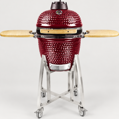 Kamado Moe classic 18″ Burgundy Gloss — AI finish illustration; source-model reference.