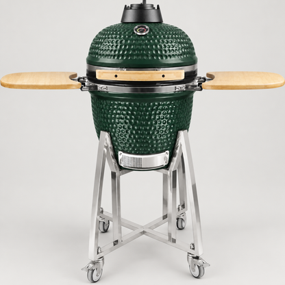 Kamado Moe classic 18″ Green Matt — AI finish illustration; source-model reference.