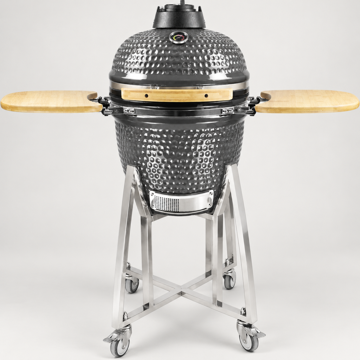 Kamado Moe classic 18″ Grey Gloss — AI finish illustration; source-model reference.