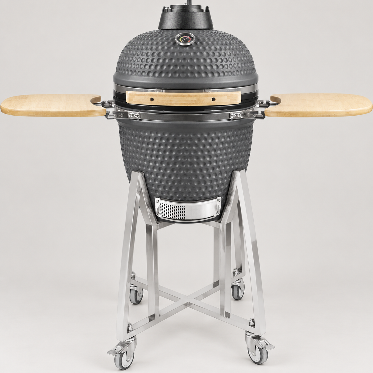 Kamado Moe classic 18″ Grey Matt — AI finish illustration; source-model reference.