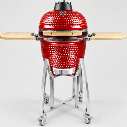 Kamado Moe classic 18″ Red Gloss — AI finish illustration; source-model reference.