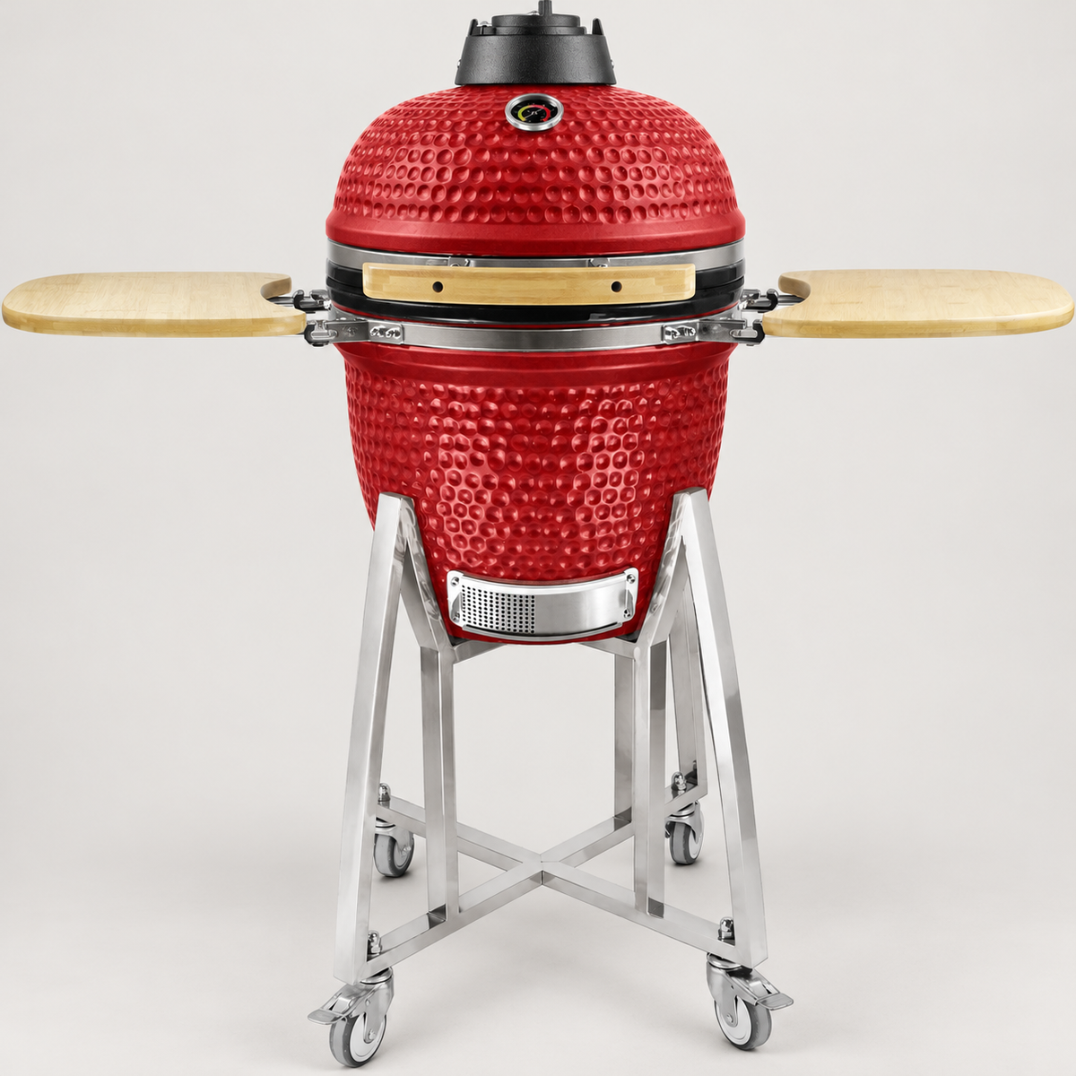 Kamado Moe classic 18″ Red Matt — AI finish illustration; source-model reference.
