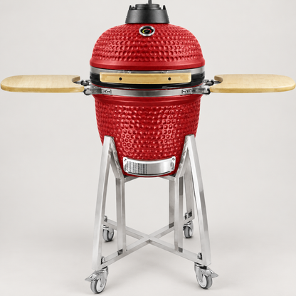 Kamado Moe classic 18″ Red Matt — AI finish illustration; source-model reference.