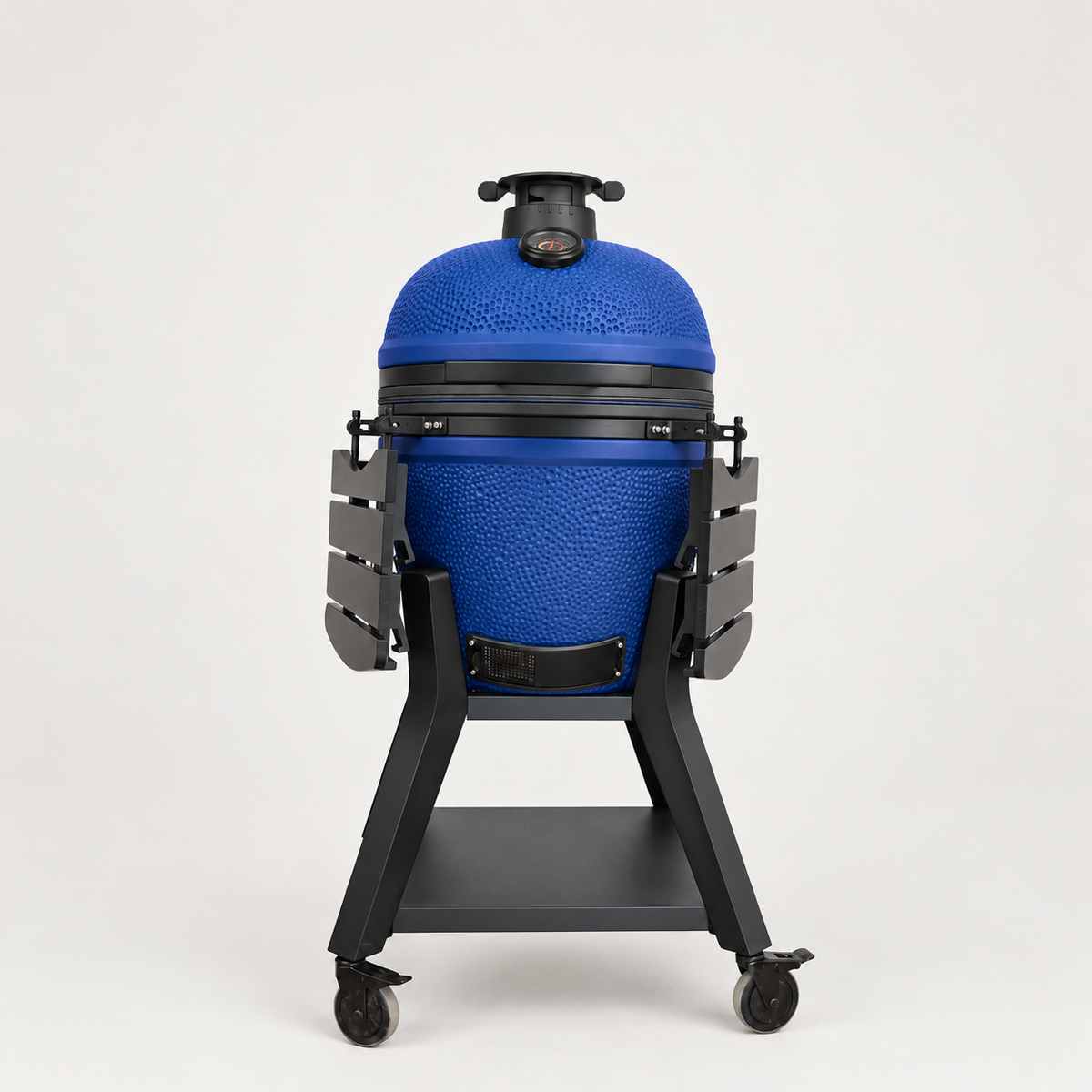 Kamado Moe orange-peel 21″ Blue Matt — AI finish illustration; source-model reference.