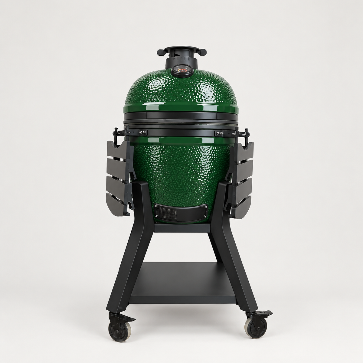 Kamado Moe orange-peel 21″ Green Gloss — AI finish illustration; source-model reference.