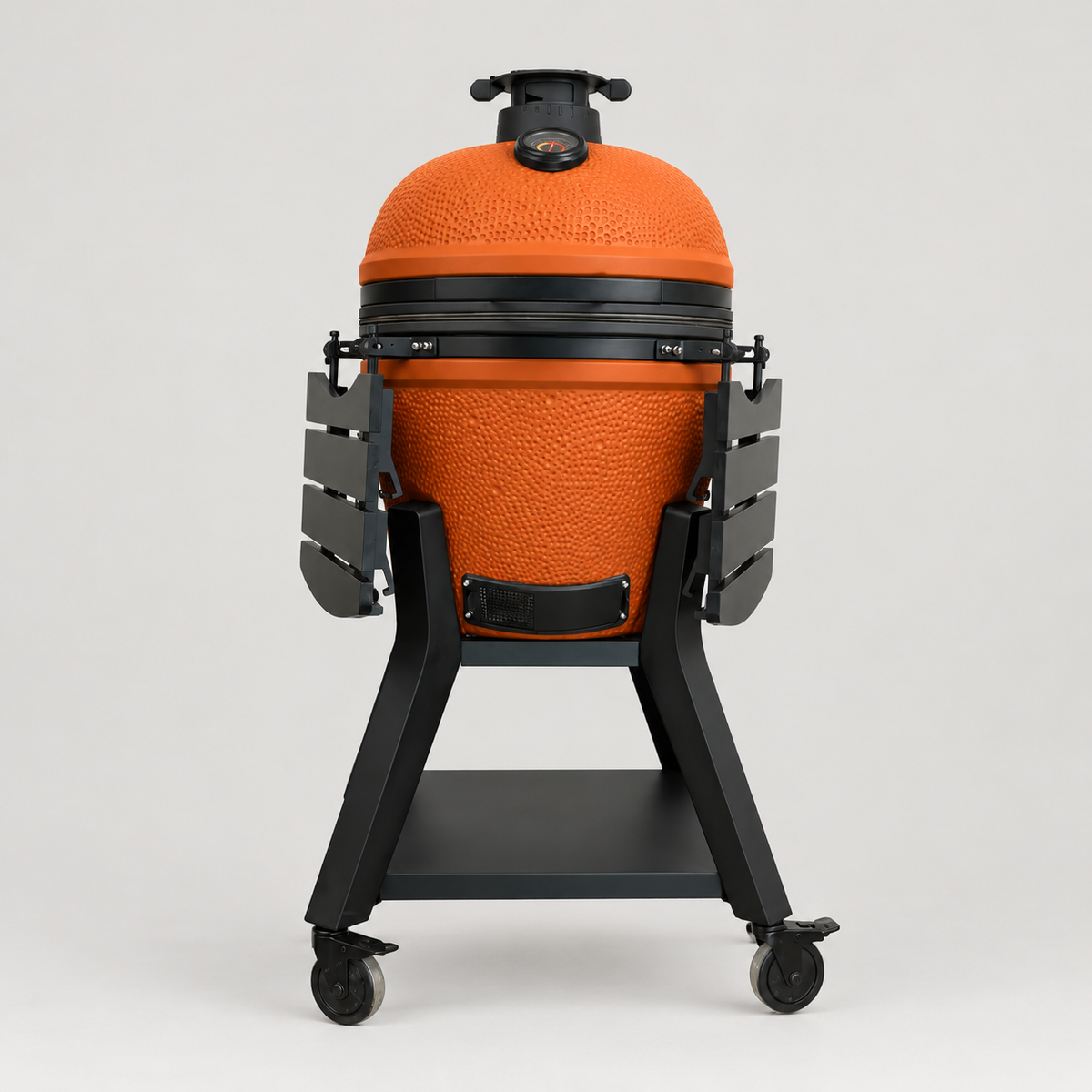 Kamado Moe orange-peel 21″ Orange Matt — AI finish illustration; source-model reference.
