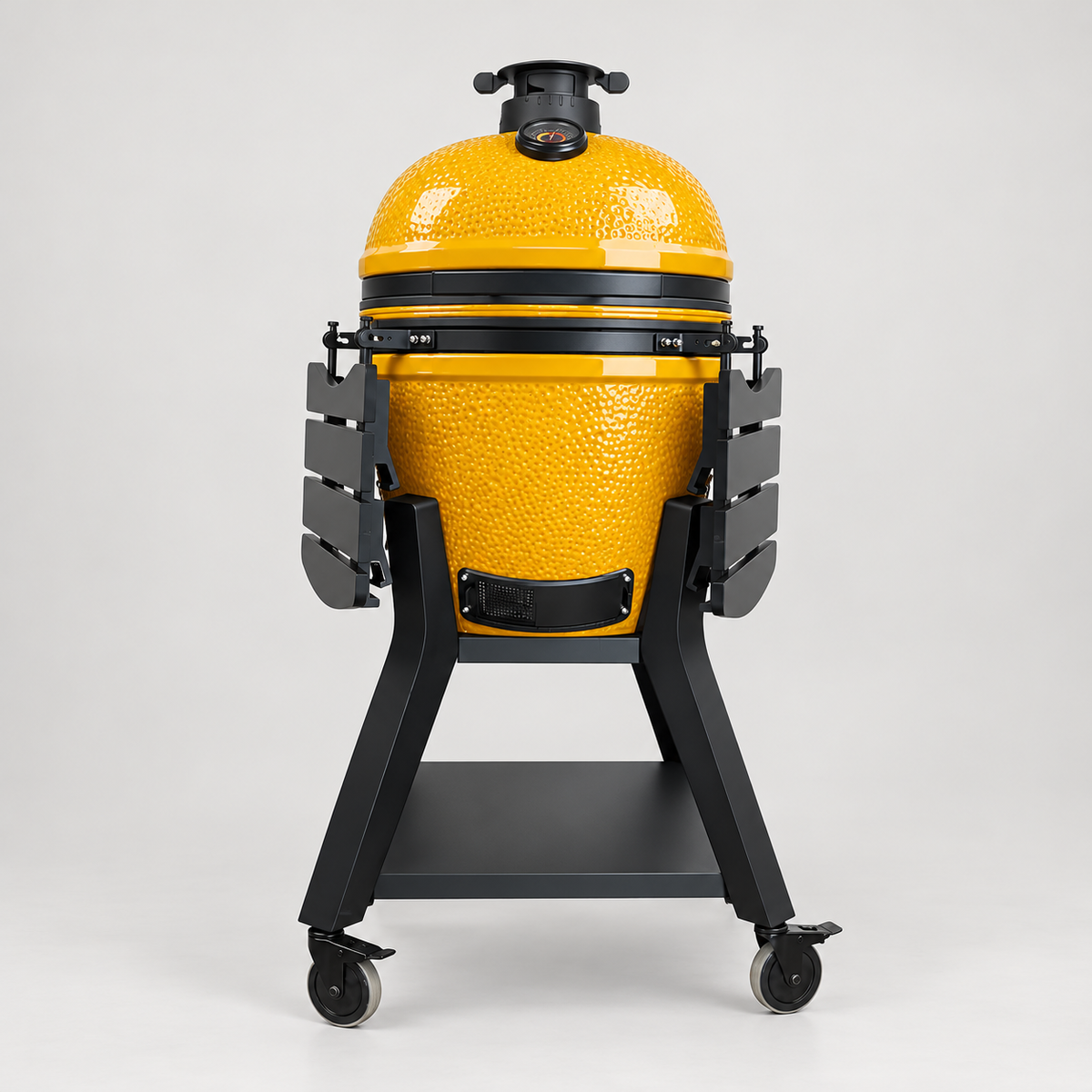 Kamado Moe orange-peel 21″ Yellow Gloss — AI finish illustration; source-model reference.
