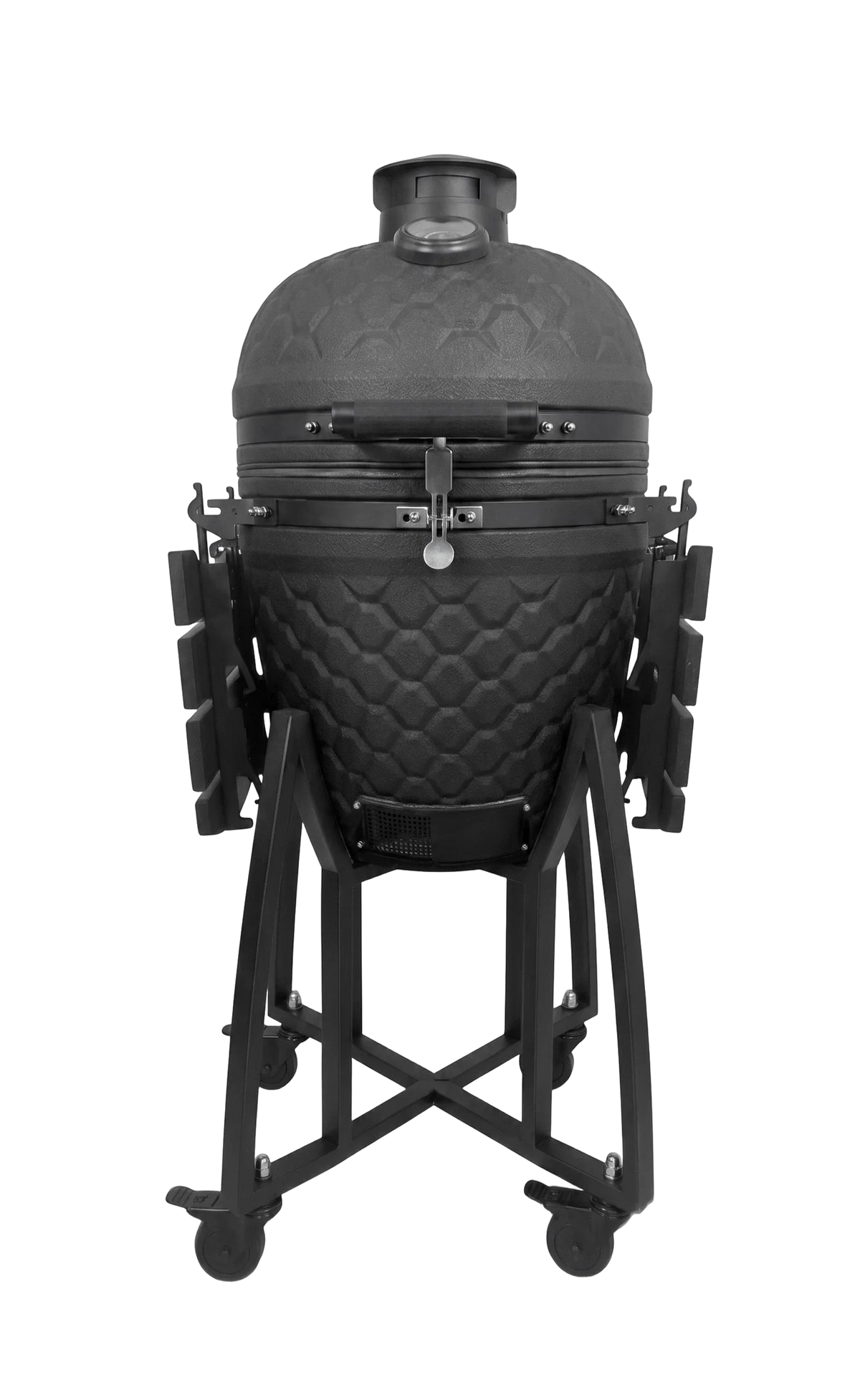 Kamado Moe Ultra Honeycomb 18″ Black — Black finish with cross brace stand.
