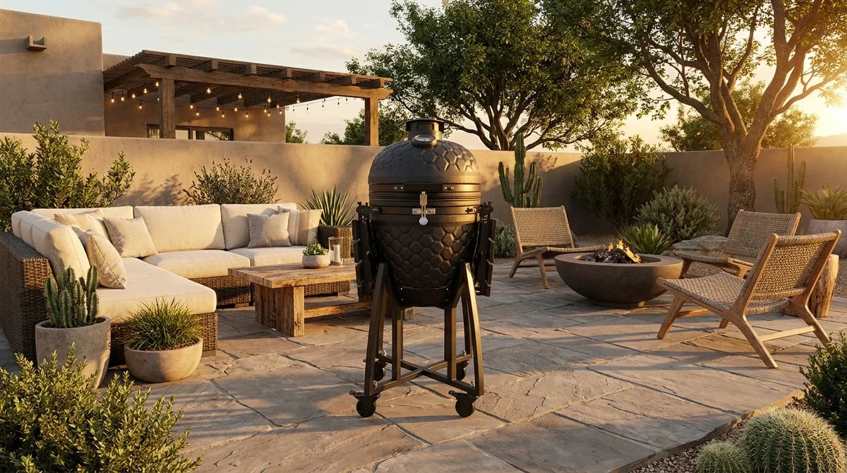 Kamado Moe Ultra Honeycomb range — manufacturer supplied outdoor lifestyle illustration, view 121.