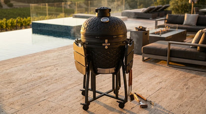 Kamado Moe Ultra Honeycomb range — manufacturer supplied outdoor lifestyle illustration, view 123.