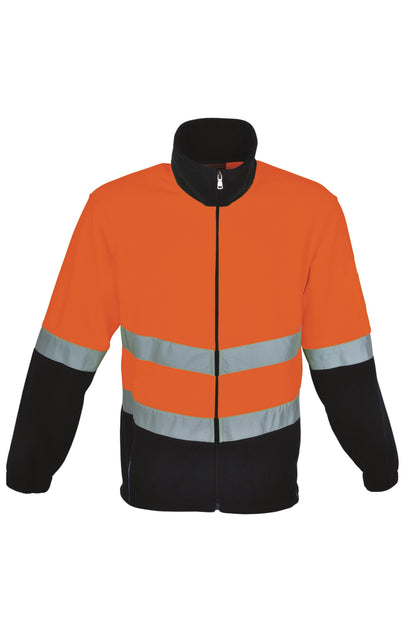 Bocini Hi Vis Unisex Full Zip Polar Fleece with Reflective Tape (BOCSJ1239)