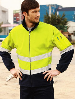 Bocini Hi Vis Unisex Full Zip Polar Fleece with Reflective Tape (BOCSJ1239)
