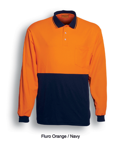 Bocini Unisex Hi Vis Polyface/Cotton Back Polo Long Sleeve (BOCSP0536)