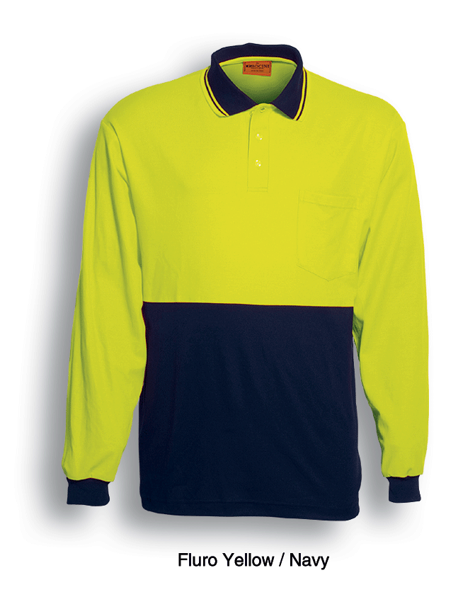 Bocini Unisex Hi Vis Polyface/Cotton Back Polo Long Sleeve (BOCSP0536)