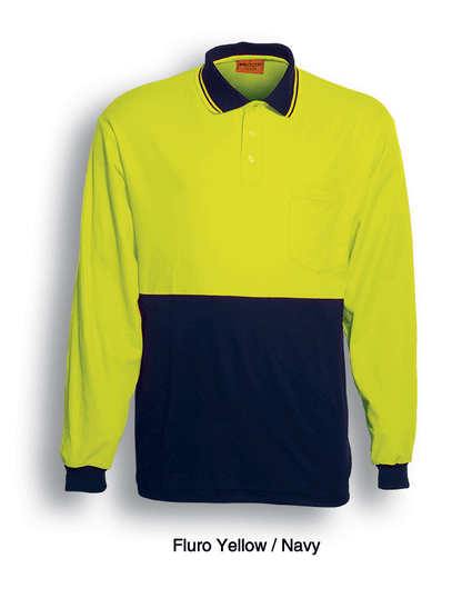 Bocini Unisex Hi Vis Polyface/Cotton Back Polo Long Sleeve (BOCSP0536)