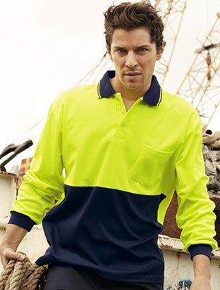 Bocini Unisex Hi Vis Polyface/Cotton Back Polo Long Sleeve (BOCSP0536)