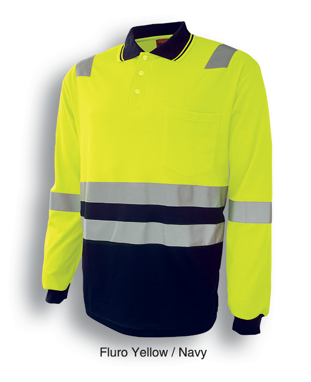 Bocini Unisex Hi Vis Polyface/Cotton Back Polo with Reflective Tape Long Sleeve (BOCSP0537)