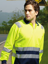 Bocini Unisex Hi Vis Polyface/Cotton Back Polo with Reflective Tape Long Sleeve (BOCSP0537)