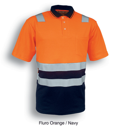 Bocini Unisex Hi Vis Polyface/Cotton Back Polo with Reflective Tape Short Sleeve (BOCSP0539)