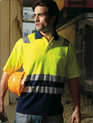 Bocini Unisex Hi Vis Polyface/Cotton Back Polo with Reflective Tape Short Sleeve (BOCSP0539)